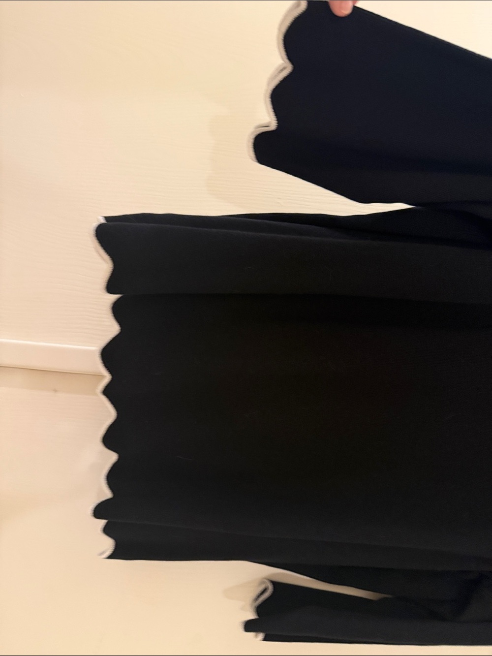 dressbarn Black 3/4 sleeve Top with White Scalloped Edge - Picture 4 of 4